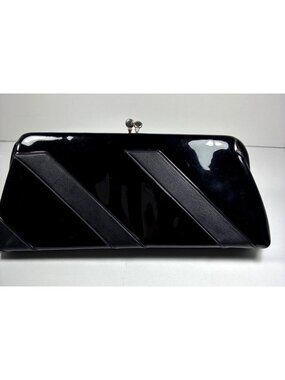 Vintage 1950s–1960s Garay Black Patent Leather Clutch Purse Geometric Design